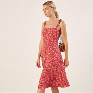 reformation midi floral dress with slit
